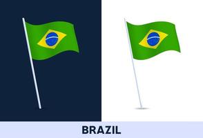 bandiera di vettore del Brasile. sventolando la bandiera nazionale d'italia isolato su sfondo bianco e scuro. colori ufficiali e proporzione della bandiera. illustrazione vettoriale.