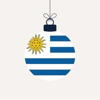 palla di natale capodanno con bandiera dell'uruguay. biglietto di auguri illustrazione vettoriale. buon natale palla con bandiera isolato su sfondo bianco vettore