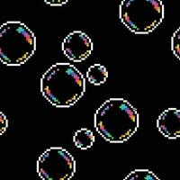 vettore senza soluzione di continuità modello con bolle su nero. pixel arte stile