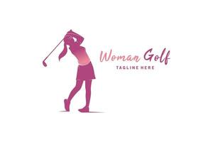 bellissimo donna golf sport logo disegno, silhouette vettore illustrazione di donna giocando golf