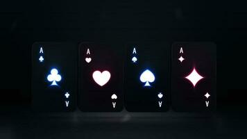 manganello nero neon poker carte con raggiante neon luci isolato su il nero sfondo. 3d illustrazione vettore
