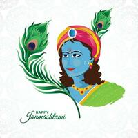 colorato religioso krishna Janmashtami carta sfondo vettore