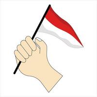 forte mano raccolta il nazionale bandiera di Indonesia vettore