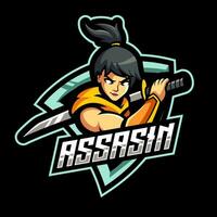 assassino ragazze e sport portafortuna logo design vettore illustrazione