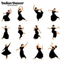 indiano donna ballerino vettore illustrazione impostare.