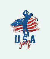 Stati Uniti d'America golf maglietta disegno, Stati Uniti d'America bandiera tipografia maglietta design vettore