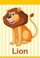flashcard di vocabolario con la parola leone vettore