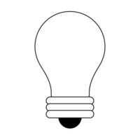 simbolo della luce della lampadina isolato in bianco e nero vettore