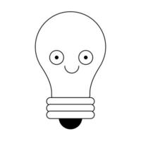 lampadina simpatico cartone animato in bianco e nero vettore