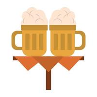 bevanda liquore e bere birra sul tavolo icona cartoni illustrazione vettoriale graphic design