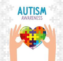 giornata mondiale dell'autismo con il cuore dei pezzi del puzzle vettore