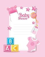 biglietto per baby shower con decorazioni carine vettore