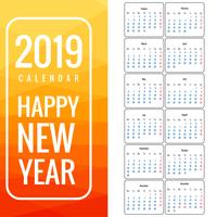 Calendario 2019 modello di disegno vettoriale