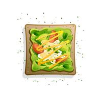 Ricetta del pane tostato dell'avocado con l'illustrazione di vettore della senape e del pomodoro