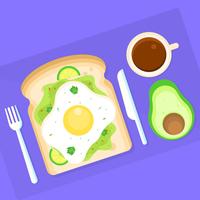 Pane tostato dell'avocado per l'illustrazione di vettore della prima colazione