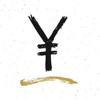 yen segno icona pennello lettering, simboli calligrafici grunge, illustrazione vettoriale