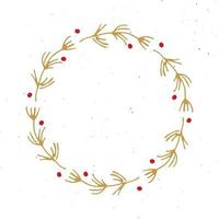 cornici rotonde ghirlanda di Natale impostare scarabocchi disegnati a mano. illustrazione vettoriale