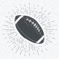 calcio, etichetta vintage pallone da rugby, schizzo disegnato a mano, distintivo retrò con texture grunge, stampa t-shirt design tipografico, illustrazione vettoriale