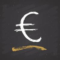 simbolo dell'euro icona pennello lettering, simboli calligrafici grunge, illustrazione vettoriale isolato su sfondo bianco