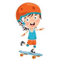 bambini felici che fanno skateboard fuori vettore