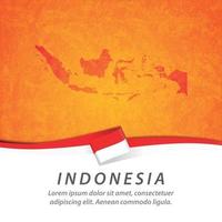 bandiera indonesiana con mappa vettore