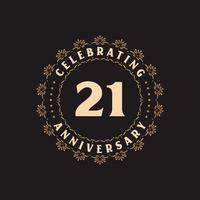 Celebrazione del 21° anniversario, biglietto di auguri per il 21° anniversario vettore