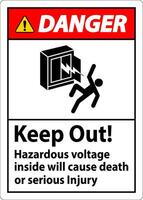 Pericolo cartello mantenere su pericoloso voltaggio dentro, volontà causa Morte o grave infortunio vettore