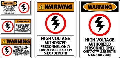 avvertimento cartello alto voltaggio, autorizzato personale solo, contatto volontà risultato nel shock o Morte vettore