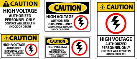 attenzione cartello alto voltaggio, autorizzato personale solo, contatto volontà risultato nel shock o Morte vettore