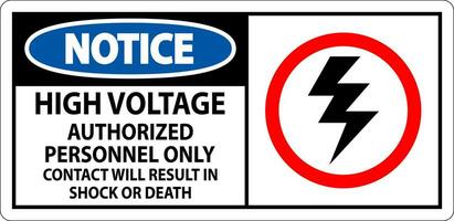Avviso cartello alto voltaggio, autorizzato personale solo, contatto volontà risultato nel shock o Morte vettore