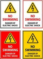 elettrico rischio cartello no nuoto - Pericolo di elettrico shock vettore