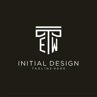 ew iniziale logo con geometrico pilastro stile design vettore