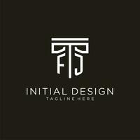 fj iniziale logo con geometrico pilastro stile design vettore