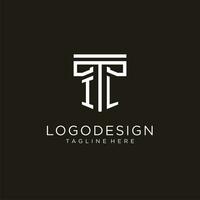 I l iniziale logo con geometrico pilastro stile design vettore