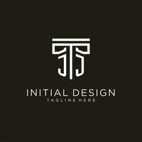 jj iniziale logo con geometrico pilastro stile design vettore