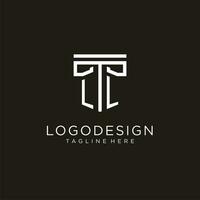 ll iniziale logo con geometrico pilastro stile design vettore