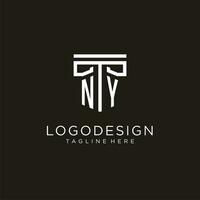 NY iniziale logo con geometrico pilastro stile design vettore