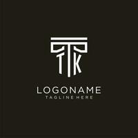 tk iniziale logo con geometrico pilastro stile design vettore