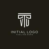 vu iniziale logo con geometrico pilastro stile design vettore