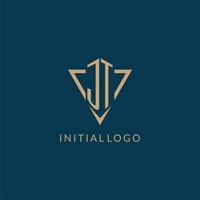 jt logo iniziali triangolo forma stile, creativo logo design vettore