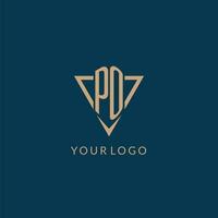 Po logo iniziali triangolo forma stile, creativo logo design vettore