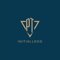 pt logo iniziali triangolo forma stile, creativo logo design vettore
