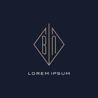 monogramma bn logo con diamante rombo stile, lusso moderno logo design vettore