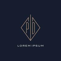 monogramma pd logo con diamante rombo stile, lusso moderno logo design vettore