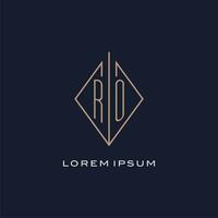 monogramma ro logo con diamante rombo stile, lusso moderno logo design vettore