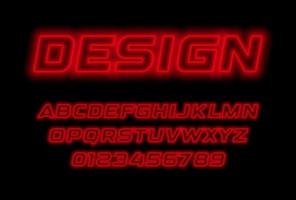 alfabeto in stile neon rosso. carattere corsivo della linea di contorno, logo futuristico al neon, elegante monogramma, dispositivo digitale e grafica hud. lettere in stile minimale, design tipografico vettoriale