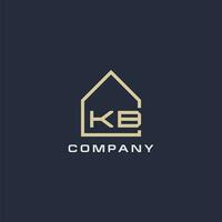 iniziale lettera kb vero tenuta logo con semplice tetto stile design idee vettore