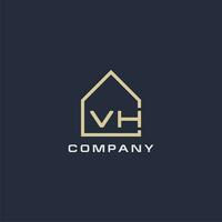 iniziale lettera vh vero tenuta logo con semplice tetto stile design idee vettore