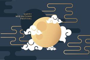 manifesto del festival di metà autunno con luna e nuvole vettore