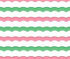 senza soluzione di continuità modello con rosso e verde ondulato Linee a bianca sfondo, cotone caramella, nube soffice, vettore illustrazione